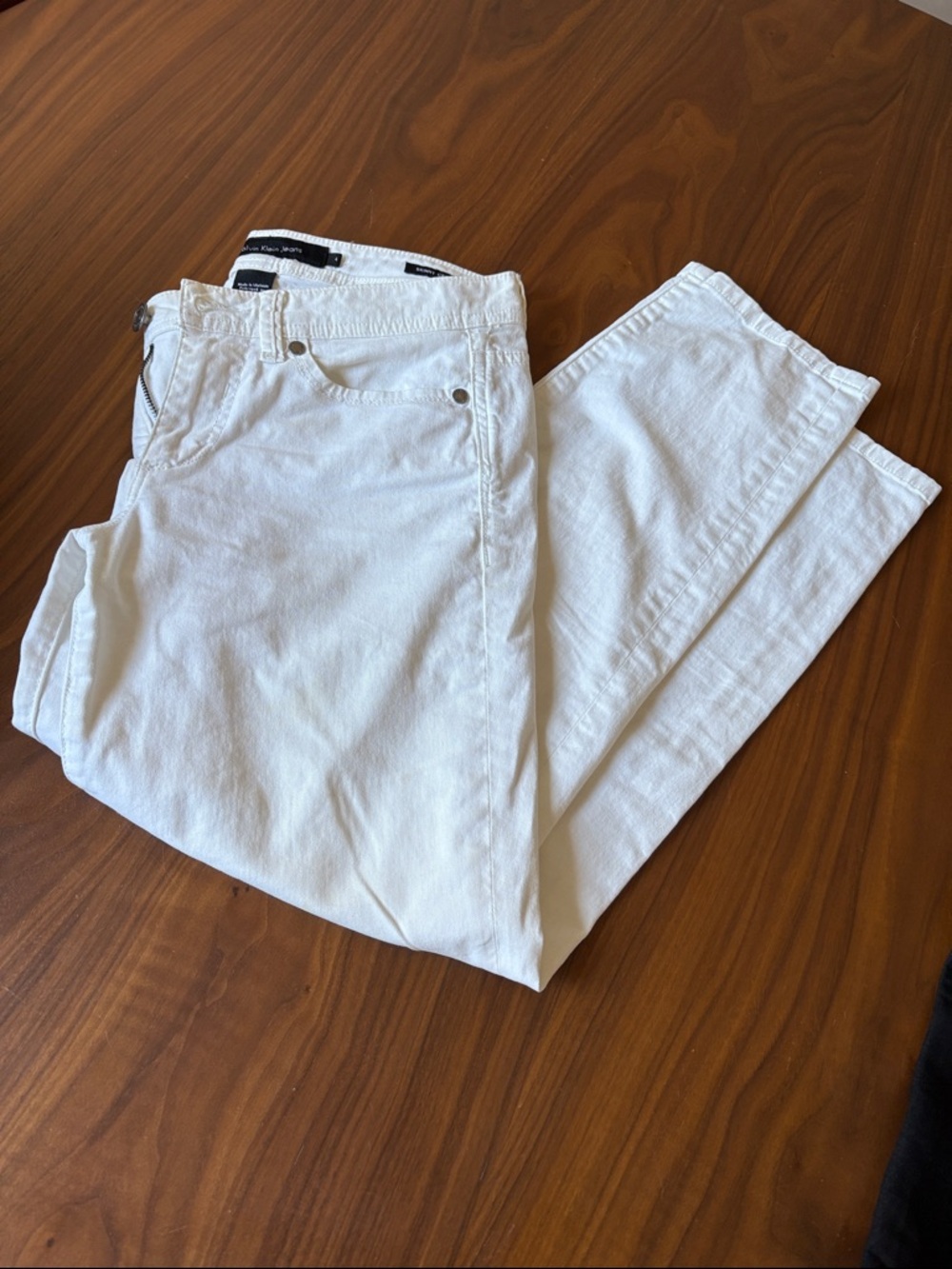 Calvin Klein Jeans White Ankle Crop Denim
